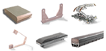 Current Collector , Sliding Contact Carbon dan Pantograph Carbon 
    Yang berfungsi sebagai kontak pada kereta listrik dan crane